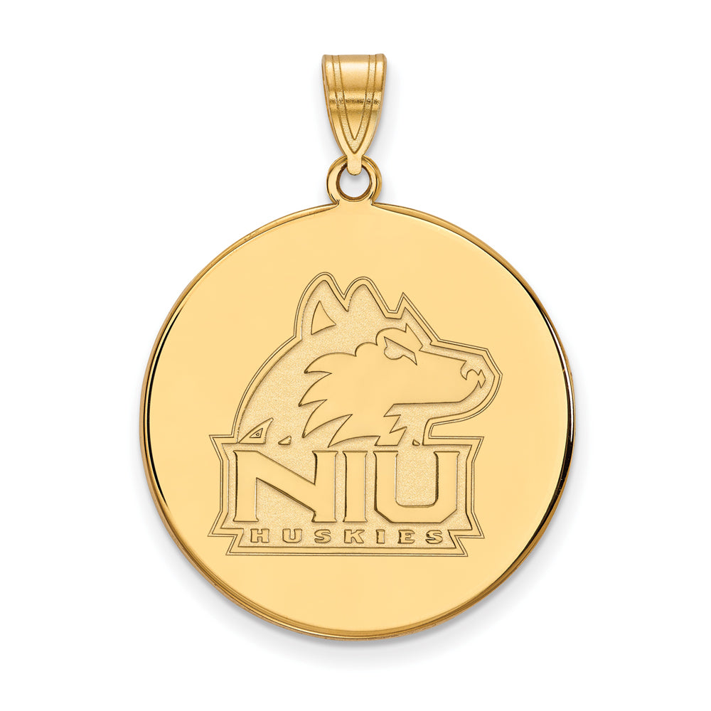 14k Yellow Gold Northern Illinois U. XL Logo Disc Pendant, Item P22193 by The Black Bow Jewelry Co.