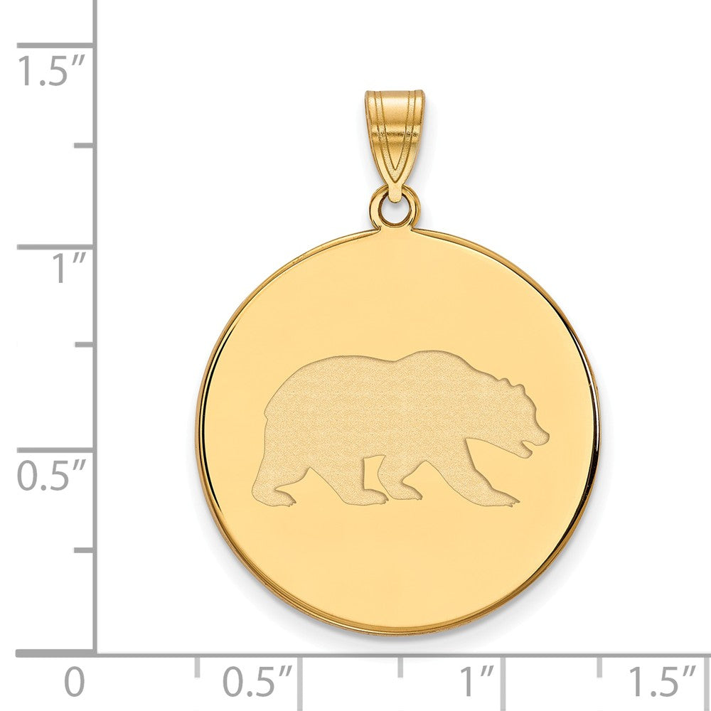 Alternate view of the 14k Yellow Gold California Berkeley XL Mascot Disc Pendant by The Black Bow Jewelry Co.