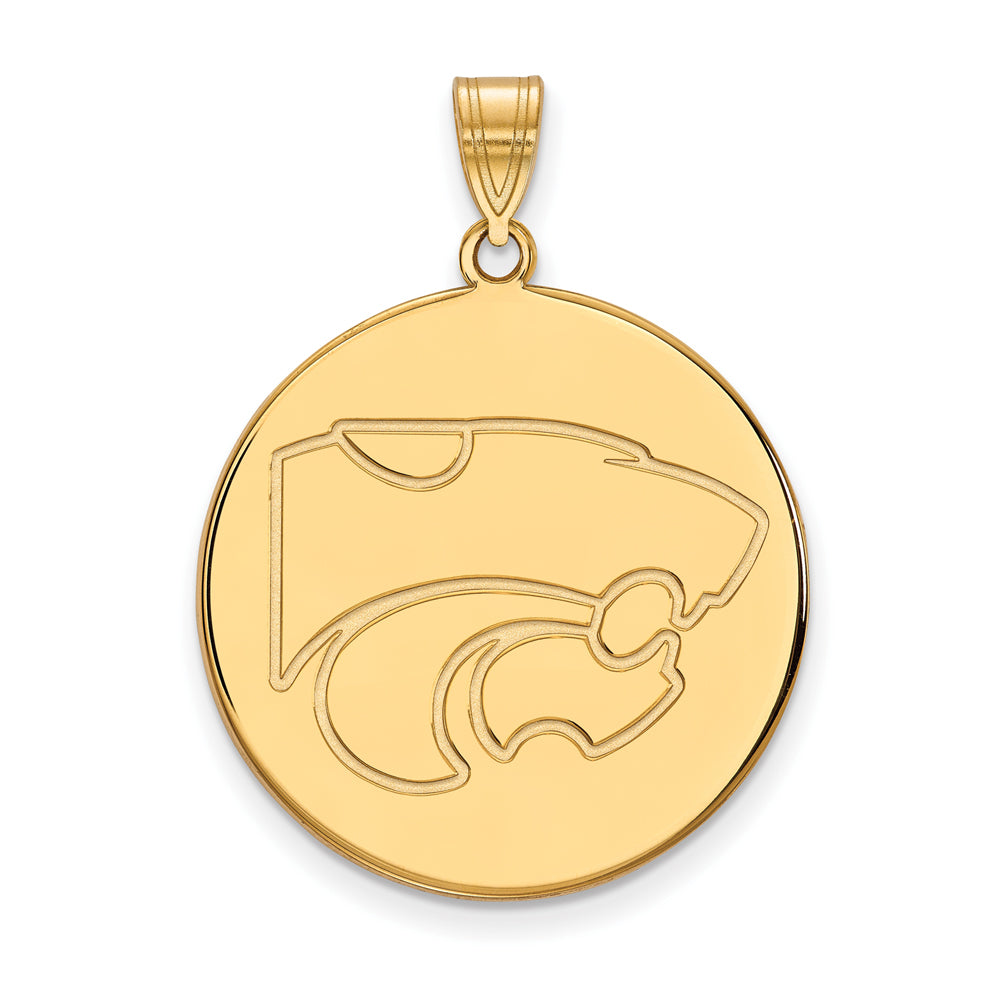 14k Yellow Gold Kansas State XL Mascot Disc Pendant, Item P22251 by The Black Bow Jewelry Co.