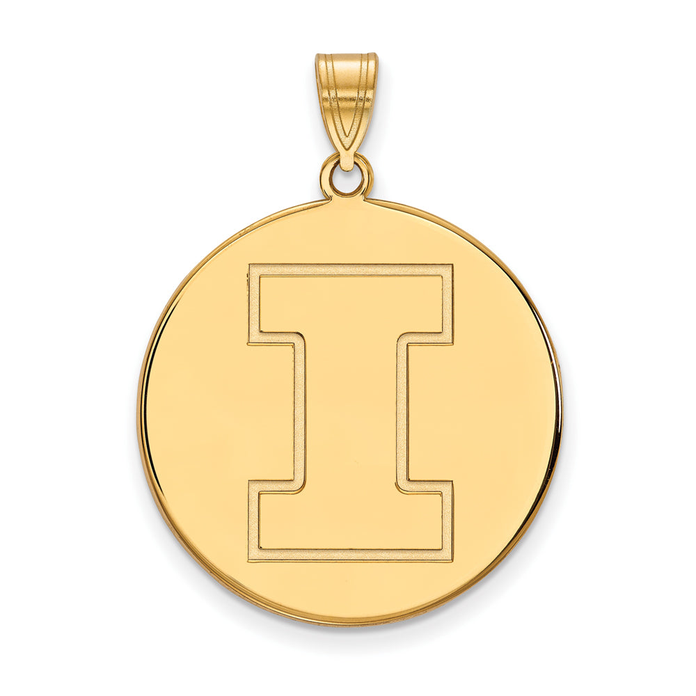 14k Yellow Gold U. of Illinois XL Initial I Disc Pendant, Item P22258 by The Black Bow Jewelry Co.