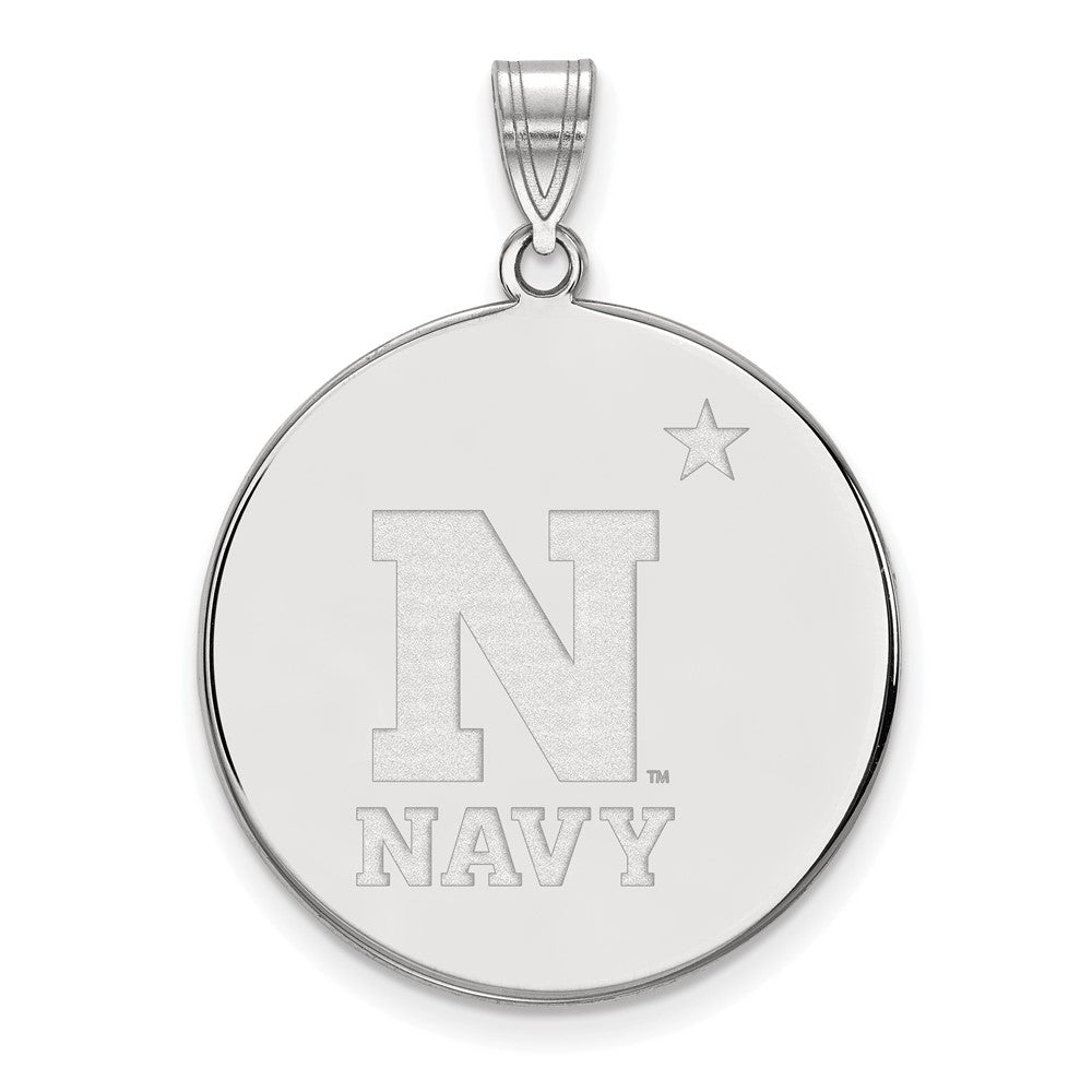 Sterling Silver U.S. Naval Academy XL Disc Pendant, Item P22547 by The Black Bow Jewelry Co.