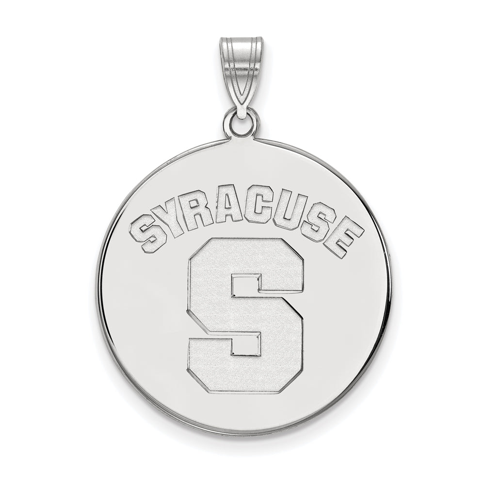 Sterling Silver Syracuse U. XL &#39;SYRACUSE S&#39; Disc Pendant, Item P22586 by The Black Bow Jewelry Co.