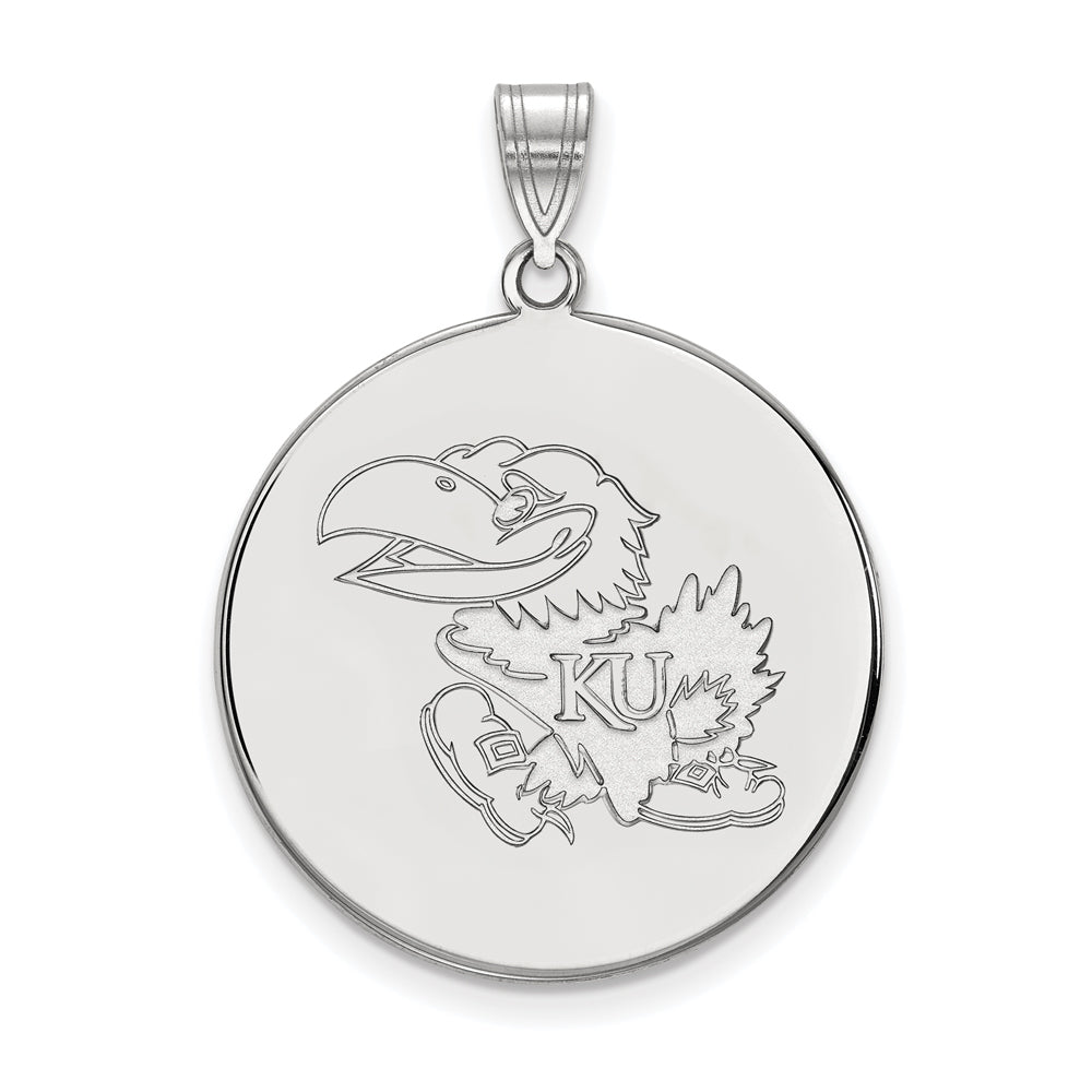 Sterling Silver U. of Kansas XL Disc Pendant, Item P22615 by The Black Bow Jewelry Co.