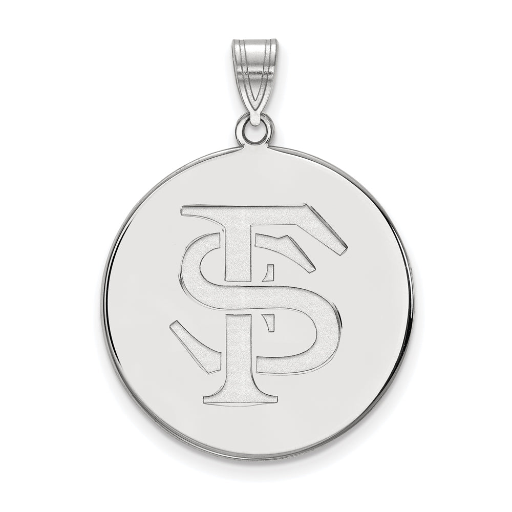Sterling Silver Florida State XL &#39;FS&#39; Disc Pendant, Item P22651 by The Black Bow Jewelry Co.