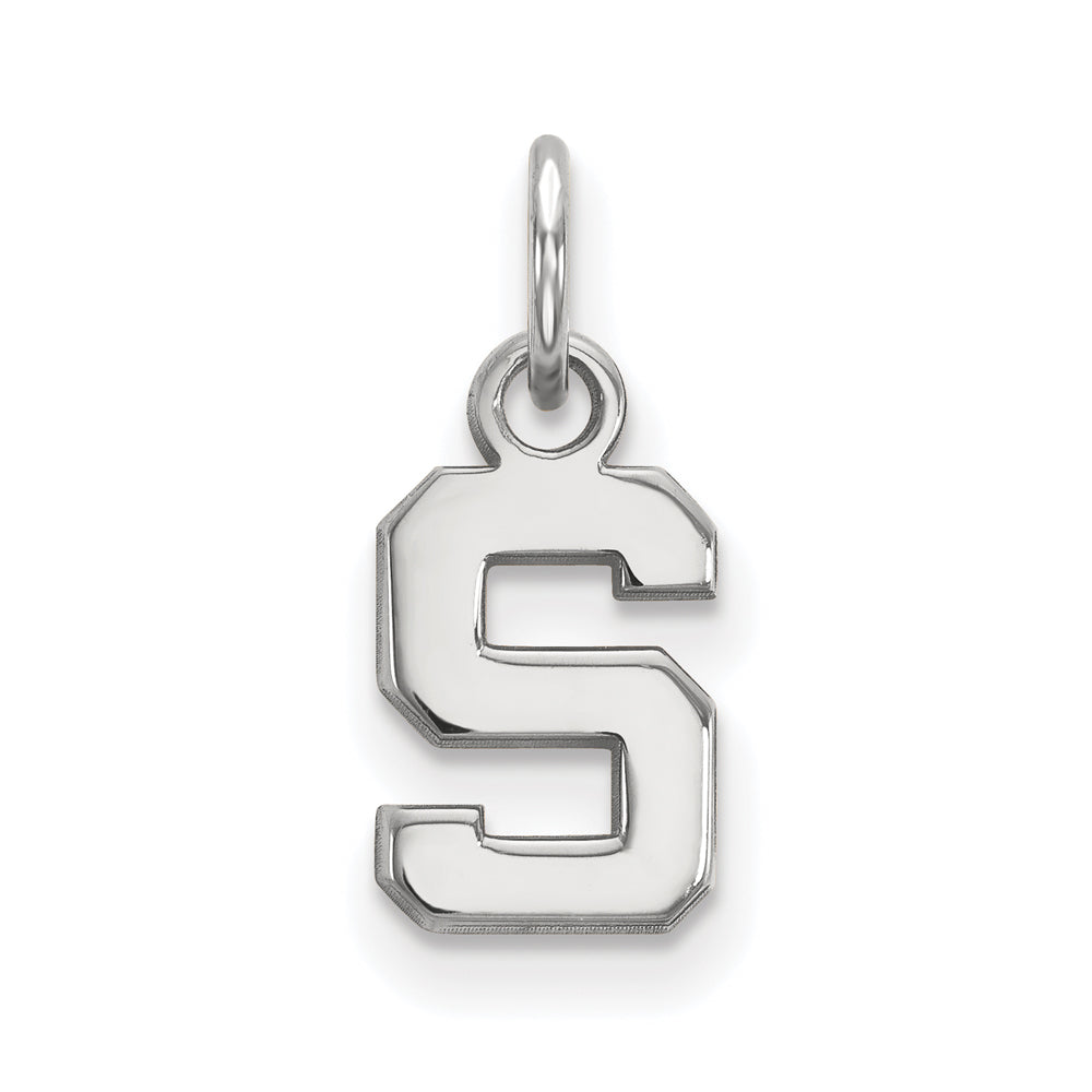 10k White Gold Michigan State XS (Tiny) Initial S Charm or Pendant, Item P22686 by The Black Bow Jewelry Co.