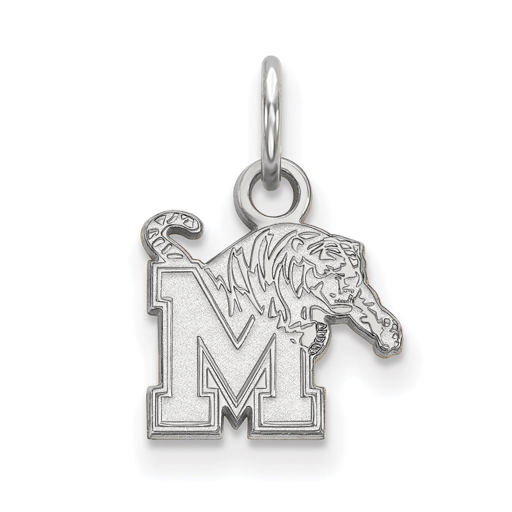 10k White Gold U. of Memphis XS (Tiny) Logo Charm or Pendant, Item P22727 by The Black Bow Jewelry Co.