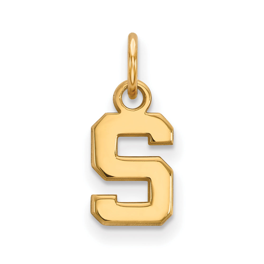 10k Yellow Gold Michigan State XS (Tiny) Initial S Charm or Pendant, Item P22812 by The Black Bow Jewelry Co.