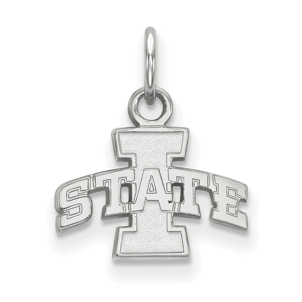 14k White Gold Iowa State XS (Tiny) Charm or Pendant, Item P22901 by The Black Bow Jewelry Co.