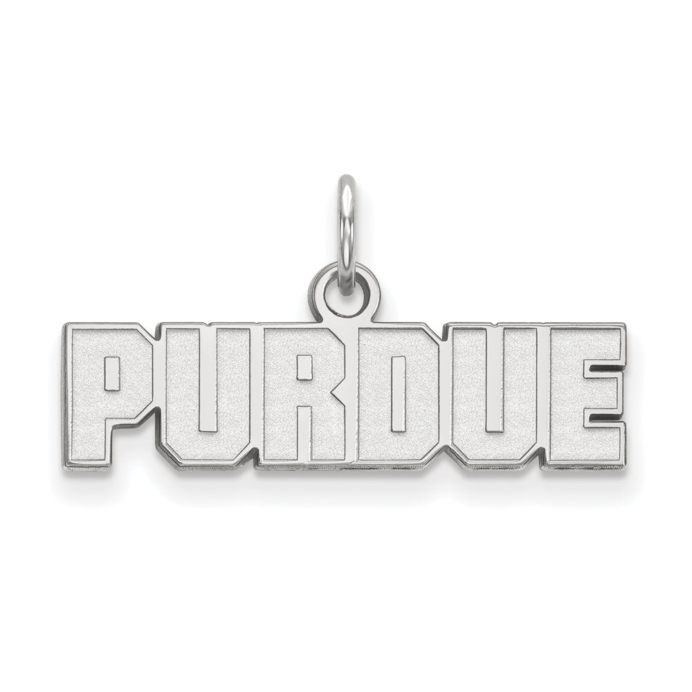 14k White Gold Purdue XS Script Charm or Pendant, Item P22984 by The Black Bow Jewelry Co.