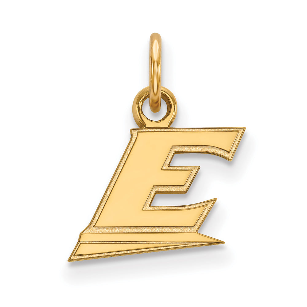 14k Gold Plated Silver Eastern Kentucky U XS (Tiny) &#39;E&#39; Charm Pendant, Item P23138 by The Black Bow Jewelry Co.