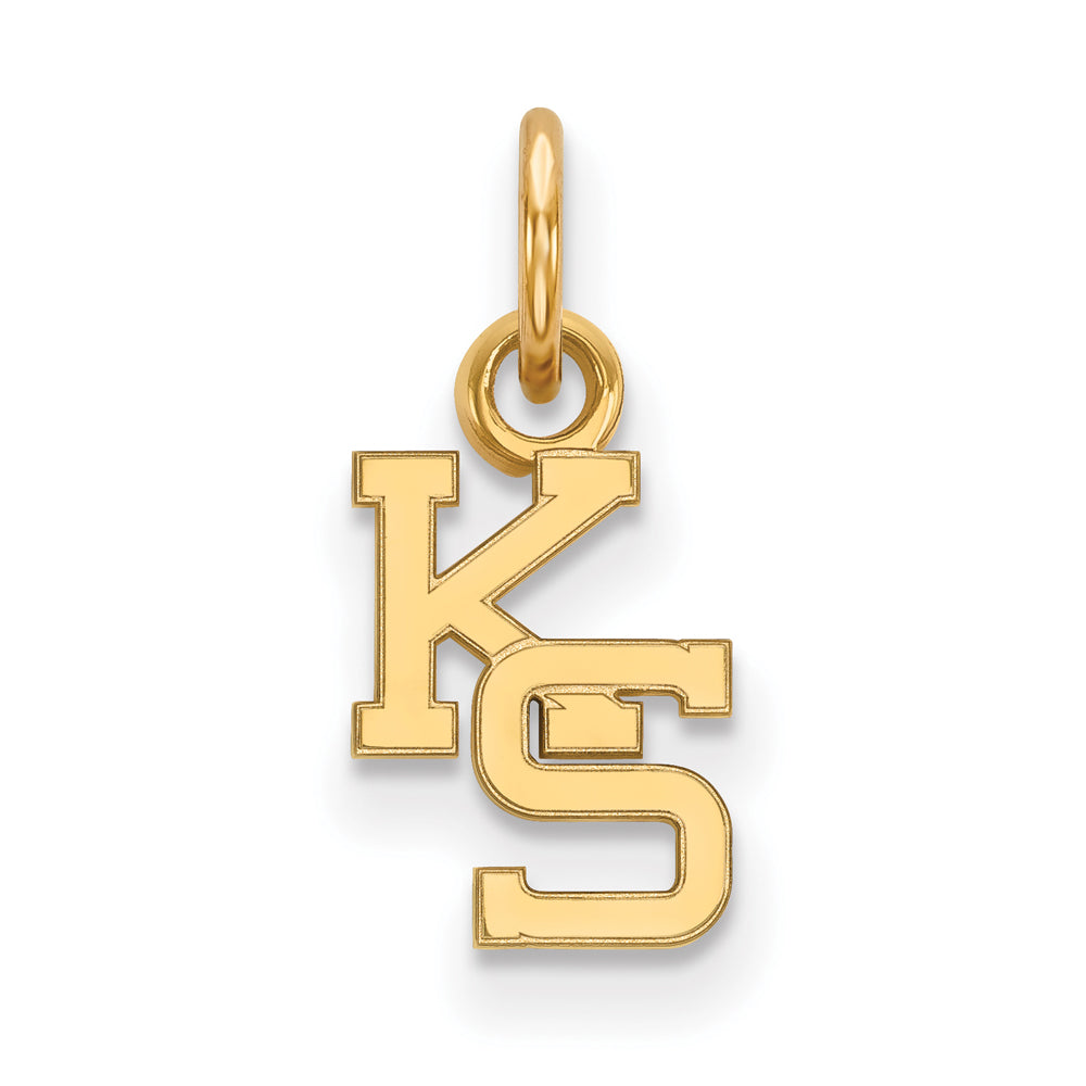 14k Gold Plated Silver Kansas State XS (Tiny) Charm or Pendant, Item P23151 by The Black Bow Jewelry Co.