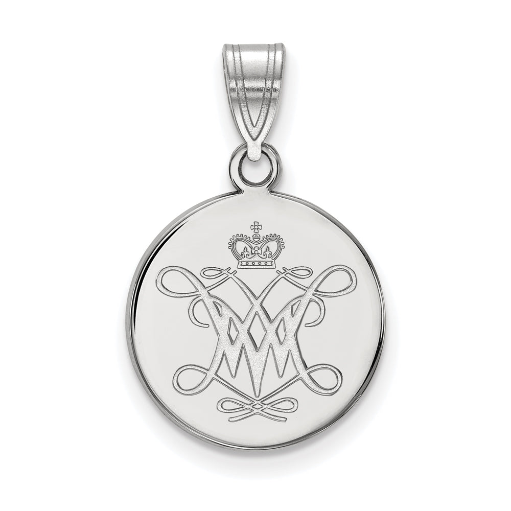 10k White Gold William and Mary Medium Disc Pendant, Item P23392 by The Black Bow Jewelry Co.