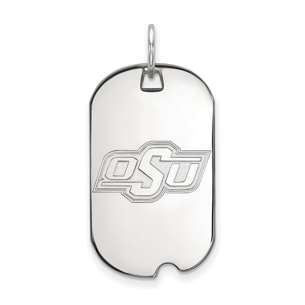 10k White Gold Oklahoma State Dog Tag Pendant, Item P23456 by The Black Bow Jewelry Co.