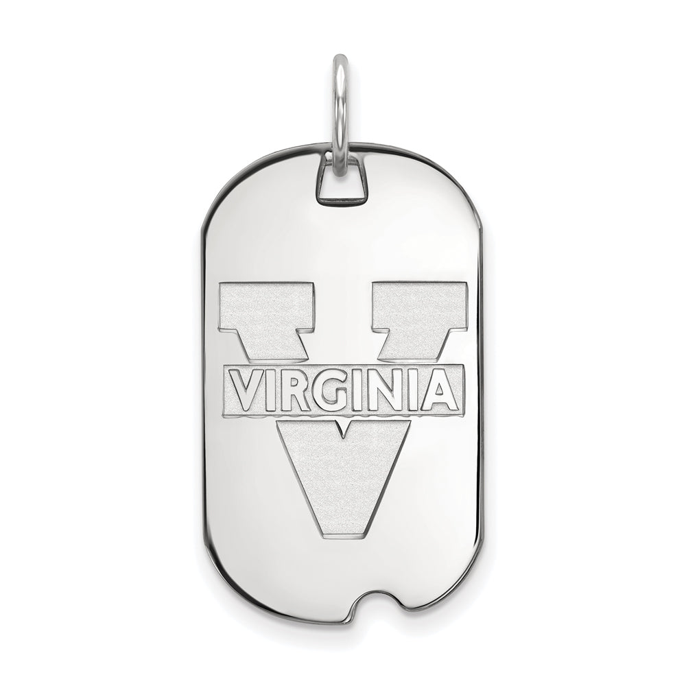 10k White Gold U. of Virginia &#39;V&#39; Logo Dog Tag Pendant, Item P23468 by The Black Bow Jewelry Co.