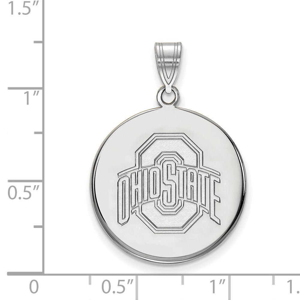 Alternate view of the 10k White Gold Ohio State Large Disc Pendant by The Black Bow Jewelry Co.