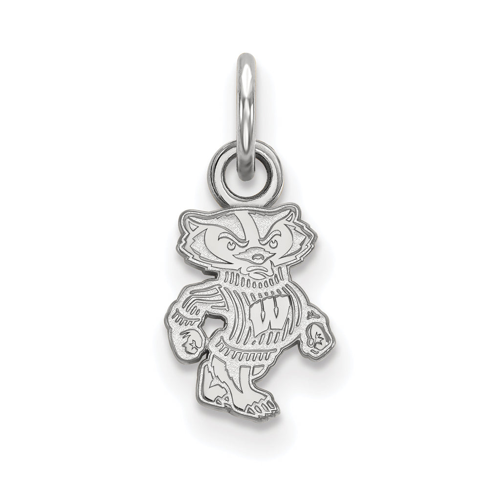 10k White Gold U. of Wisconsin XS (Tiny) Badgers Charm or Pendant, Item P23542 by The Black Bow Jewelry Co.