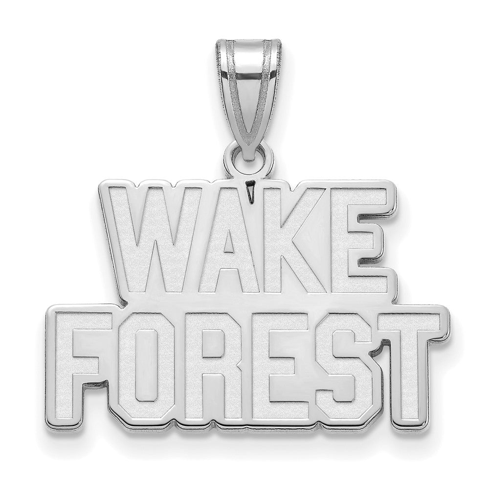 10k White Gold Wake Forest U. Medium Logo Pendant, Item P23545 by The Black Bow Jewelry Co.