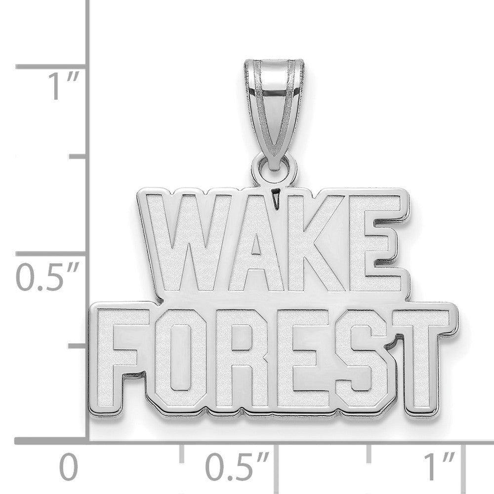 Alternate view of the 10k White Gold Wake Forest U. Medium Logo Pendant by The Black Bow Jewelry Co.
