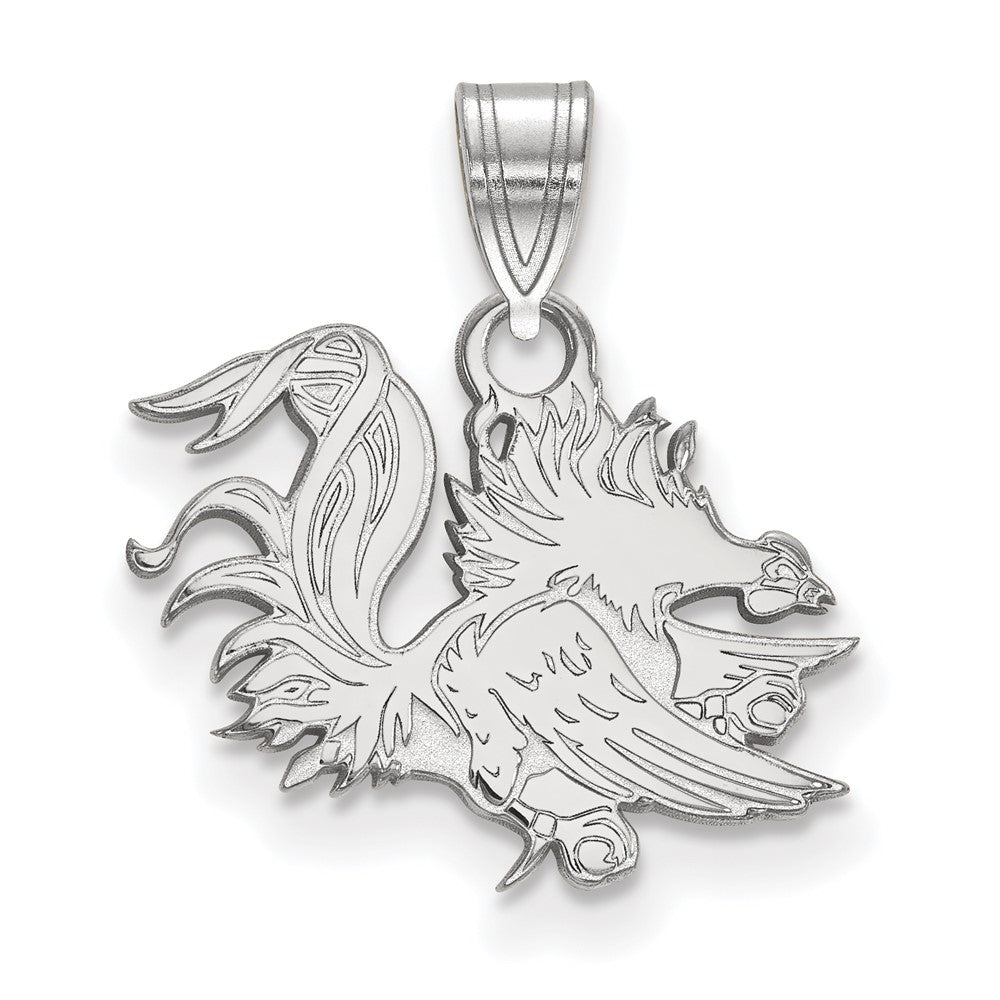 10k White Gold South Carolina Small Mascot Pendant, Item P23553 by The Black Bow Jewelry Co.