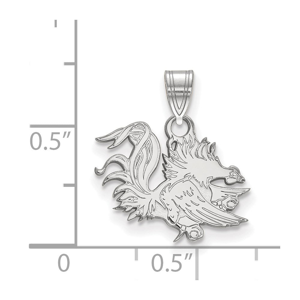 Alternate view of the 10k White Gold South Carolina Small Mascot Pendant by The Black Bow Jewelry Co.