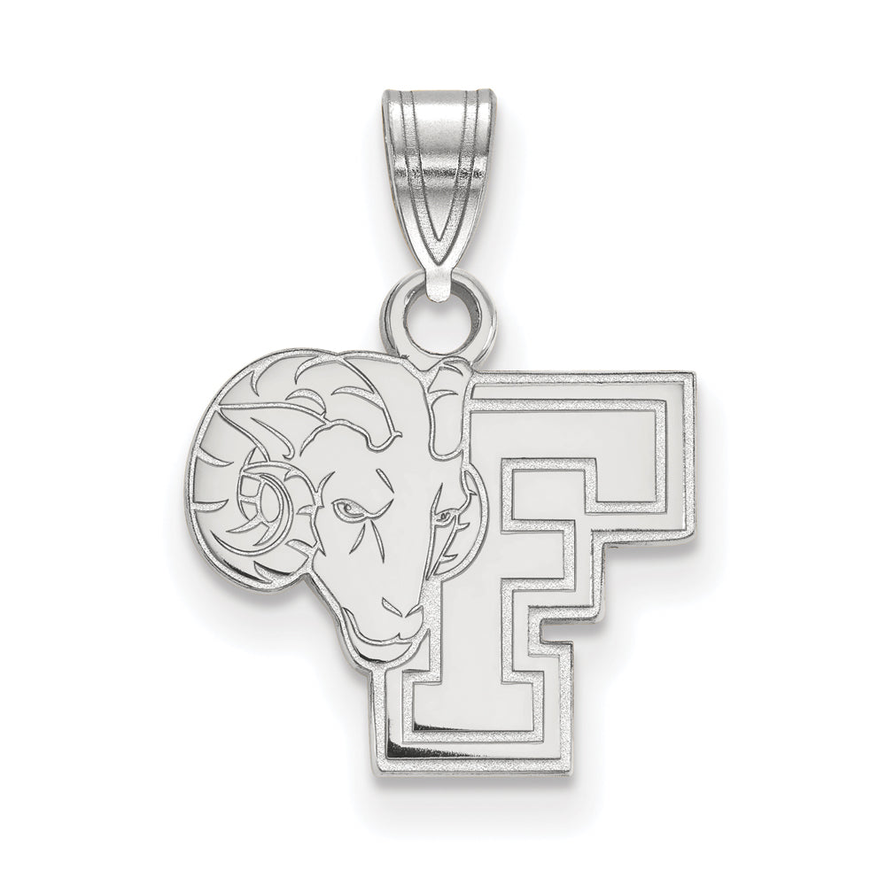 14k White Gold Fordham U Small Logo Pendant, Item P23697 by The Black Bow Jewelry Co.