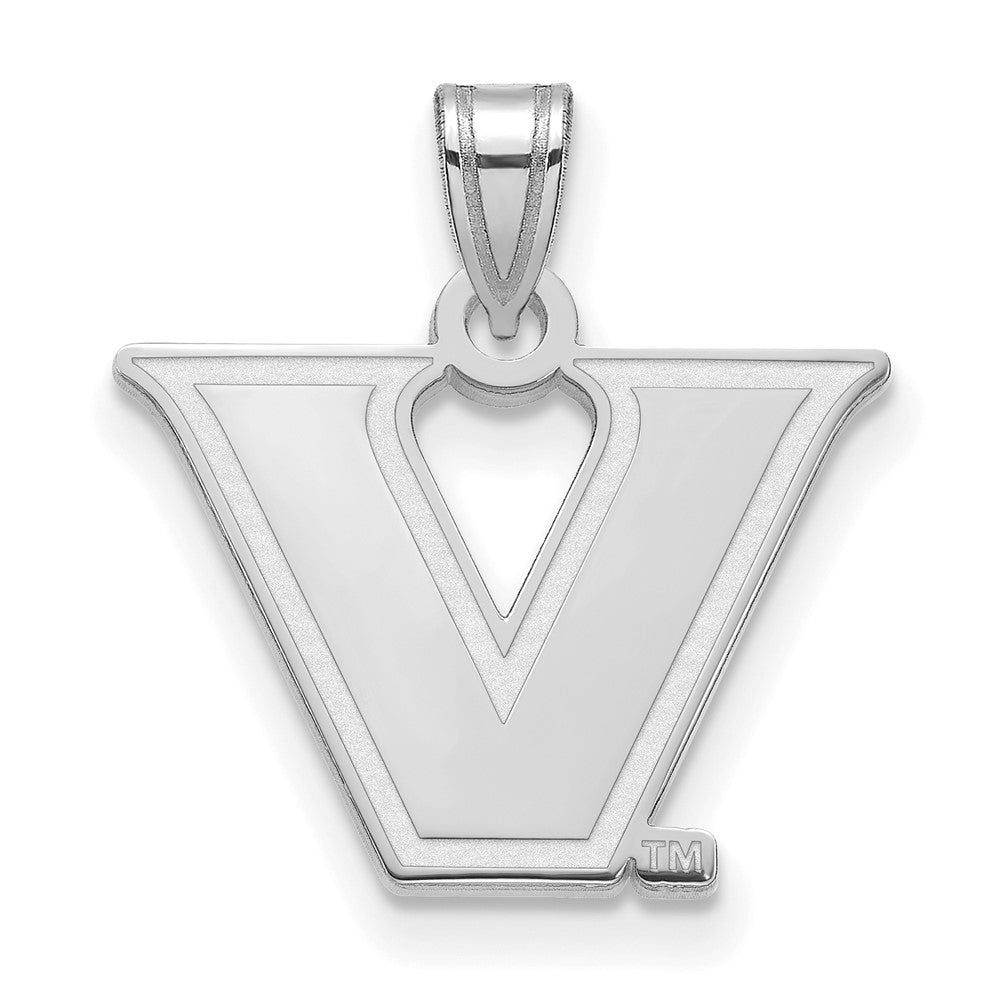 14k White Gold Vanderbilt U. Small Logo Pendant, Item P23769 by The Black Bow Jewelry Co.