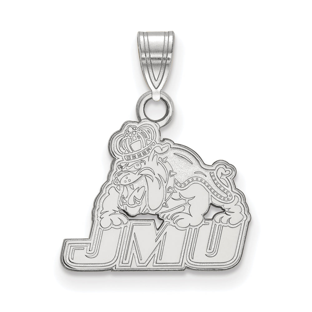 14k White Gold James Madison U Small Logo Pendant, Item P23799 by The Black Bow Jewelry Co.