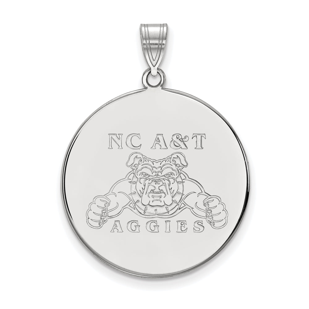 14k White Gold North Carolina A&amp;T XL Disc Pendant, Item P23809 by The Black Bow Jewelry Co.