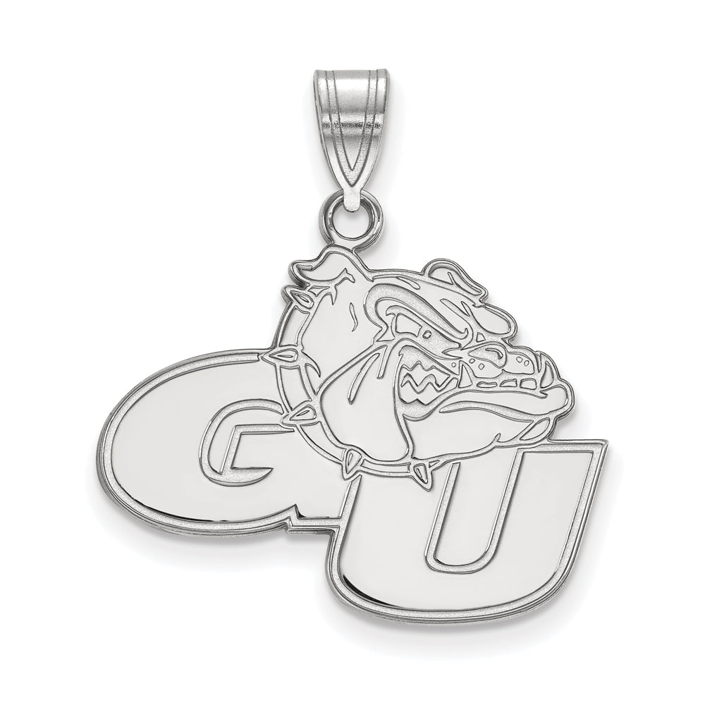 14k White Gold Gonzaga U Large Pendant, Item P23889 by The Black Bow Jewelry Co.