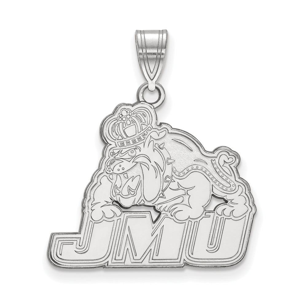 14k White Gold James Madison U Large Logo Pendant, Item P23946 by The Black Bow Jewelry Co.