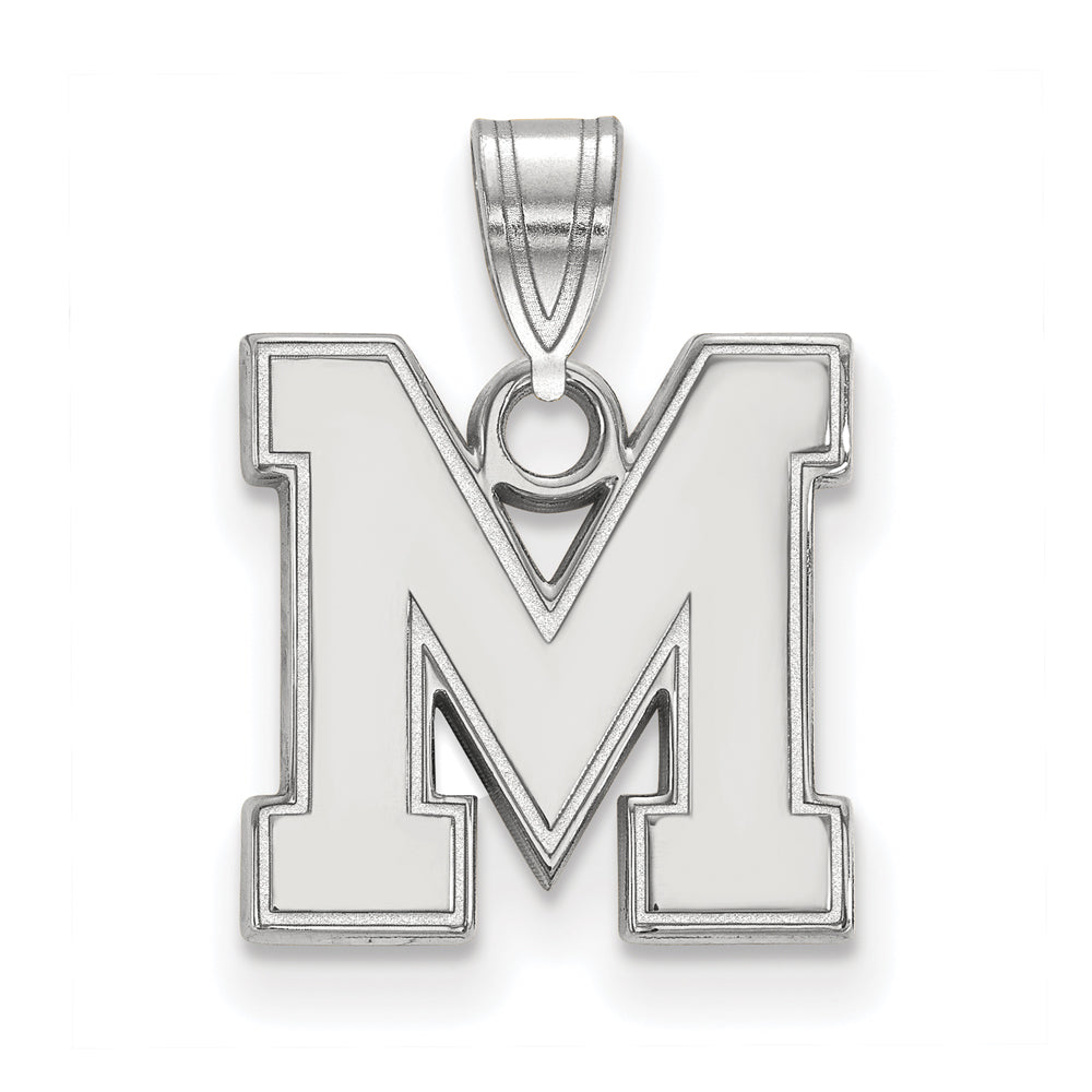 14k White Gold U. of Memphis Small Initial M Pendant, Item P24186 by The Black Bow Jewelry Co.