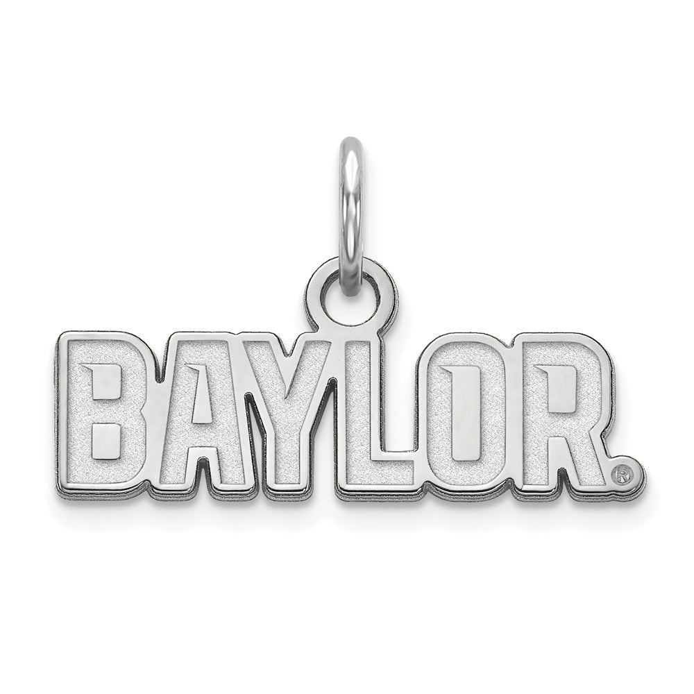 14k White Gold Baylor U XS (Tiny) Script Logo Charm or Pendant, Item P24188 by The Black Bow Jewelry Co.