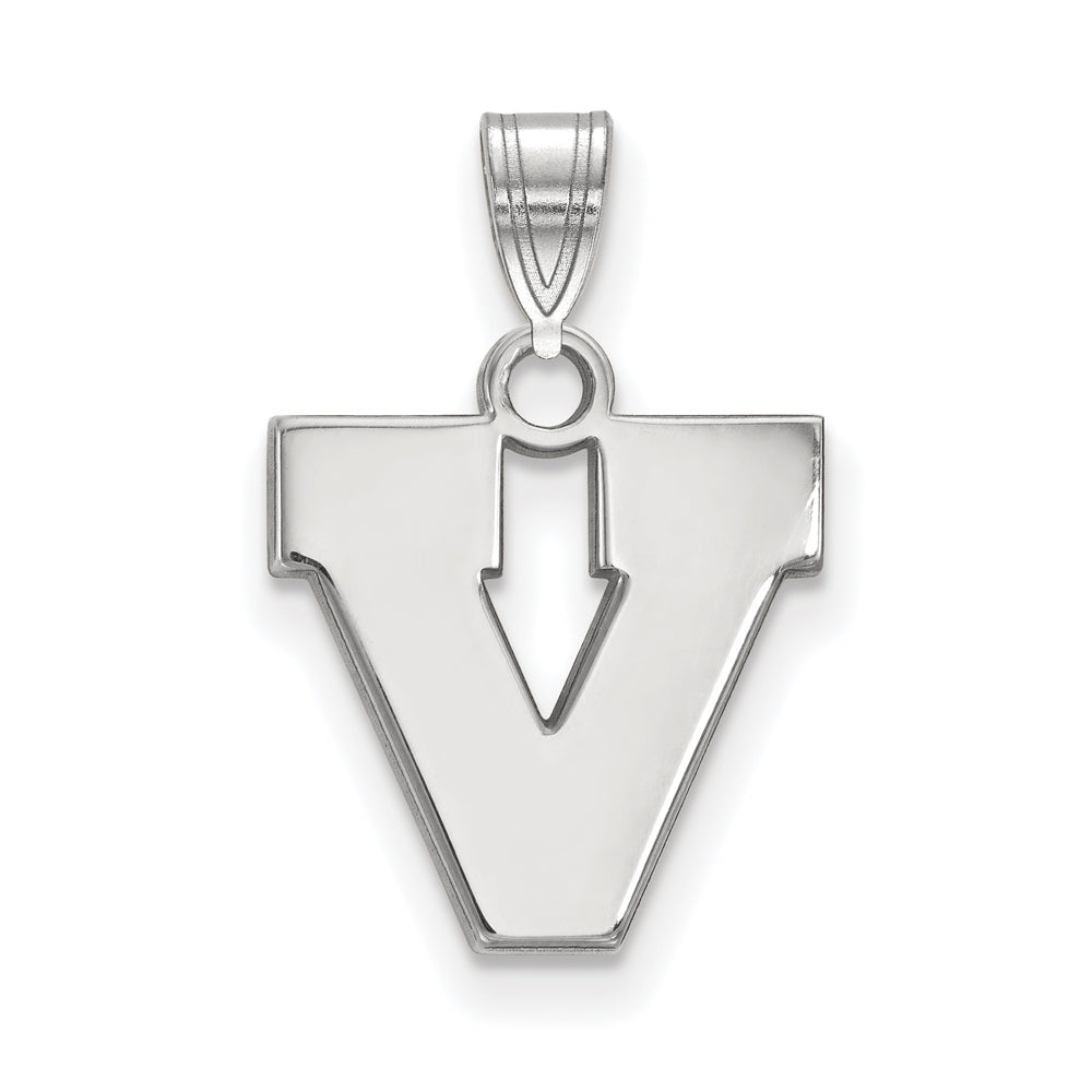 14k White Gold U. of Virginia Small Initial V Pendant, Item P24269 by The Black Bow Jewelry Co.
