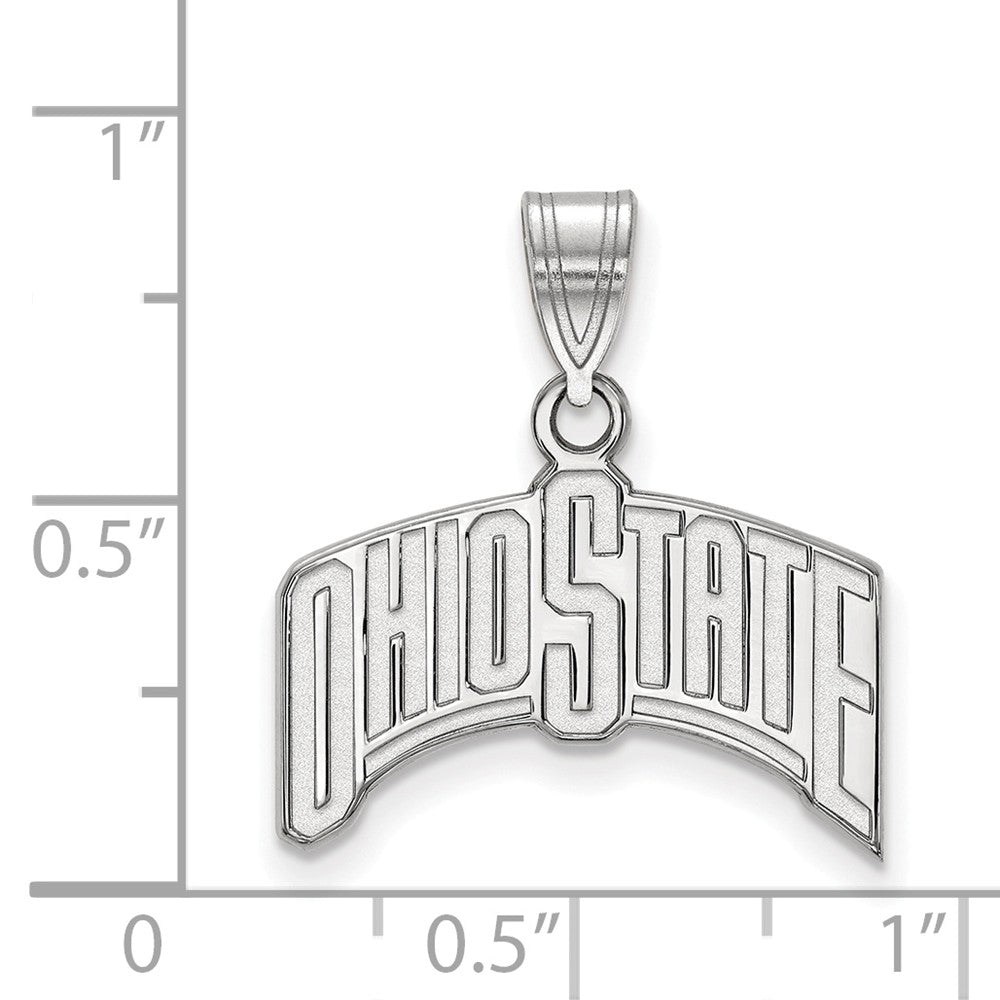 Alternate view of the 14k White Gold Ohio State Large &#39;OHIO STATE&#39; Pendant by The Black Bow Jewelry Co.