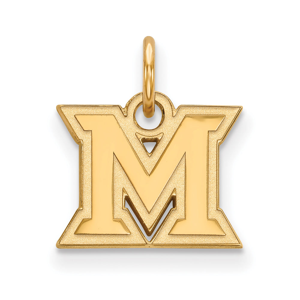 14k Gold Plated Silver Miami U XS (Tiny) Initial M Charm or Pendant, Item P24457 by The Black Bow Jewelry Co.