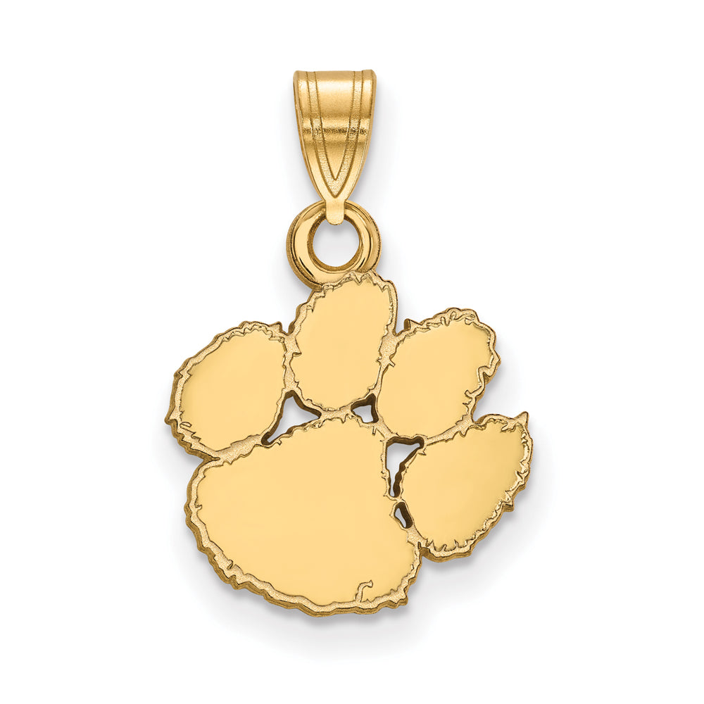 14k Gold Plated Silver Clemson U Small Pendant, Item P24535 by The Black Bow Jewelry Co.