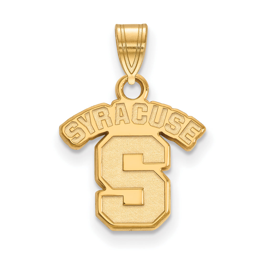 14k Gold Plated Silver Syracuse U. Small &#39;SYRACUSE S&#39; Pendant, Item P24574 by The Black Bow Jewelry Co.
