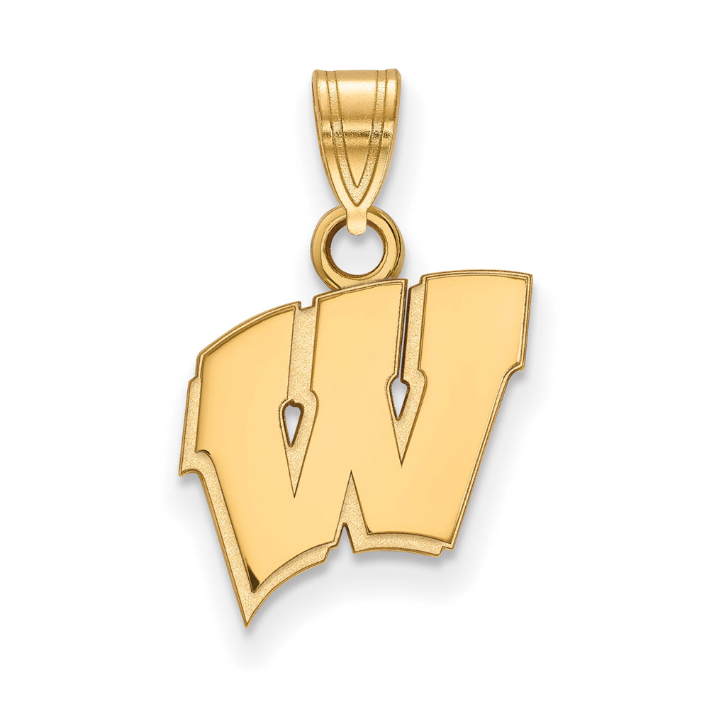 14k Gold Plated Silver U. of Wisconsin Small Initial W Pendant, Item P24614 by The Black Bow Jewelry Co.