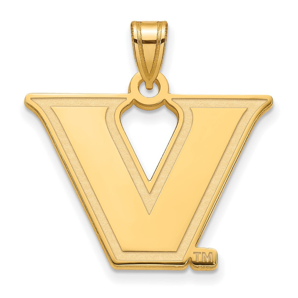 14k Gold Plated Silver Vanderbilt U. Large Logo Pendant, Item P24617 by The Black Bow Jewelry Co.