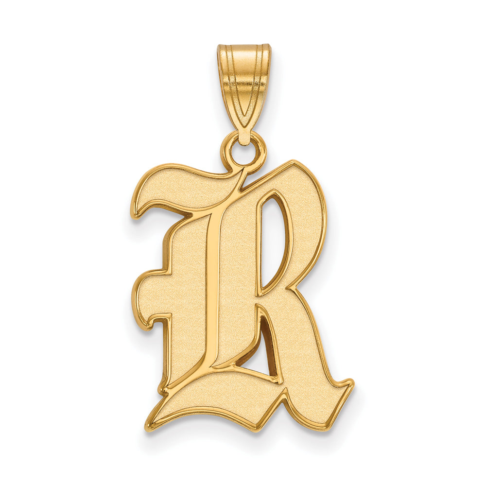 14k Gold Plated Silver Rice U. Large &#39;R&#39; Pendant, Item P24623 by The Black Bow Jewelry Co.