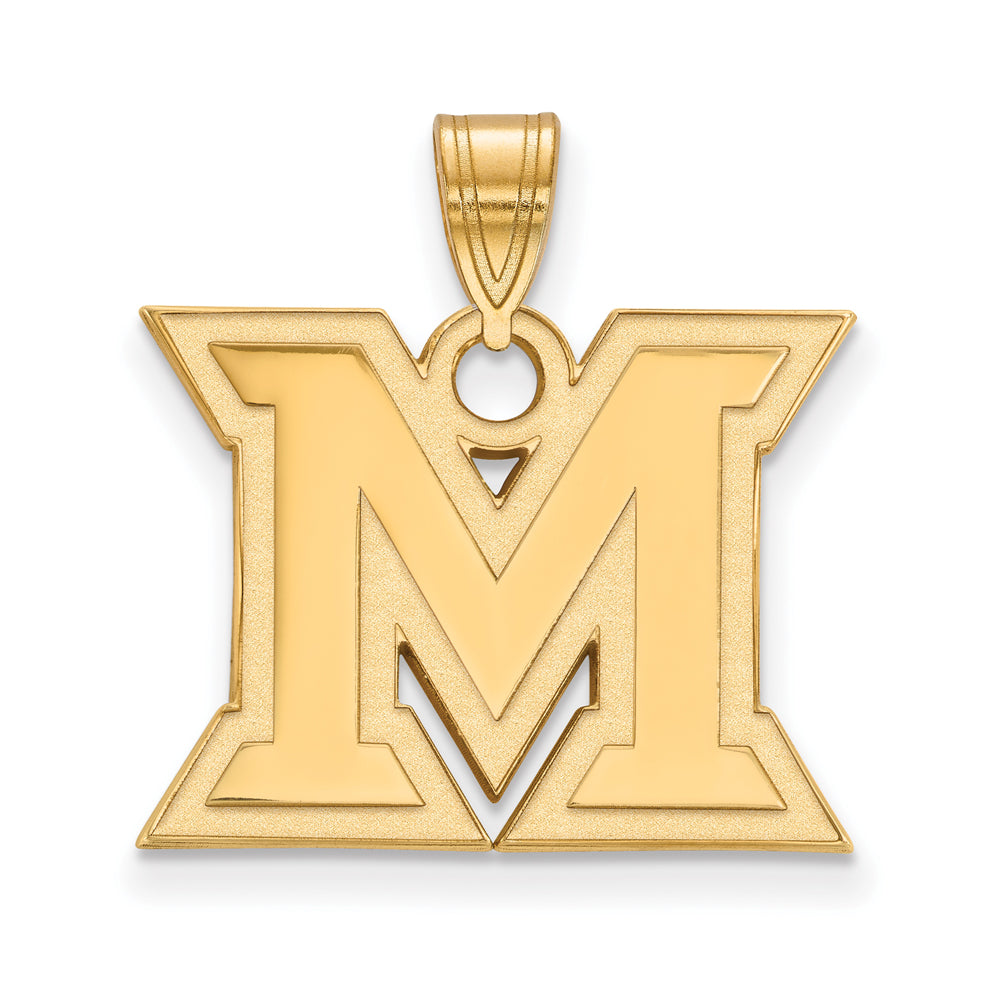 14k Gold Plated Silver Miami U Medium Initial M Pendant, Item P24645 by The Black Bow Jewelry Co.