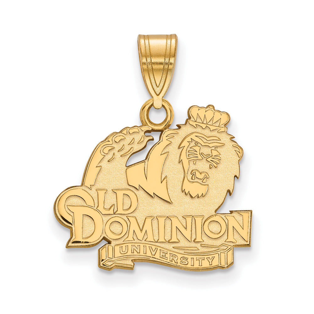 14k Gold Plated Silver Old Dominion U. Medium Logo Pendant, Item P24650 by The Black Bow Jewelry Co.