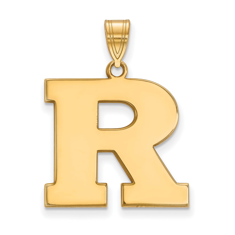 14k Gold Plated Silver Rutgers Large Initial R Pendant, Item P24656 by The Black Bow Jewelry Co.