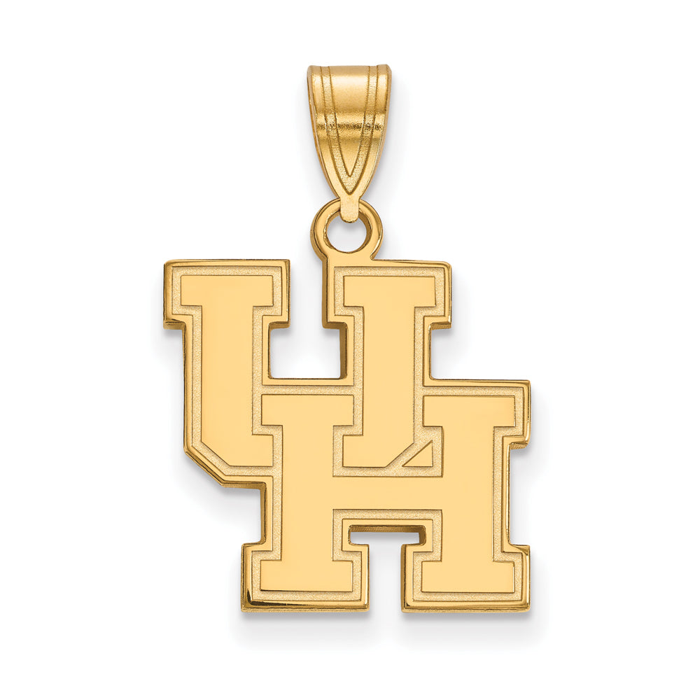 14k Gold Plated Silver U. of Houston Medium &#39;UH&#39; Pendant, Item P24672 by The Black Bow Jewelry Co.