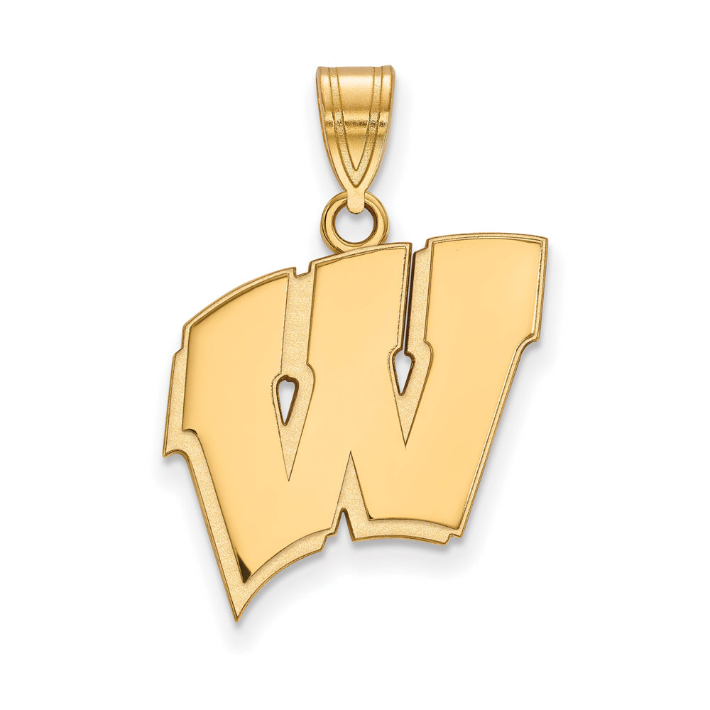 14k Gold Plated Silver U. of Wisconsin Large Initial W Pendant, Item P24748 by The Black Bow Jewelry Co.