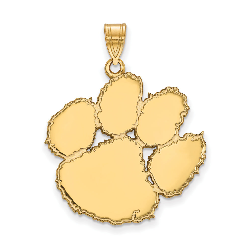 14k Gold Plated Silver Clemson U XL Pendant, Item P24757 by The Black Bow Jewelry Co.