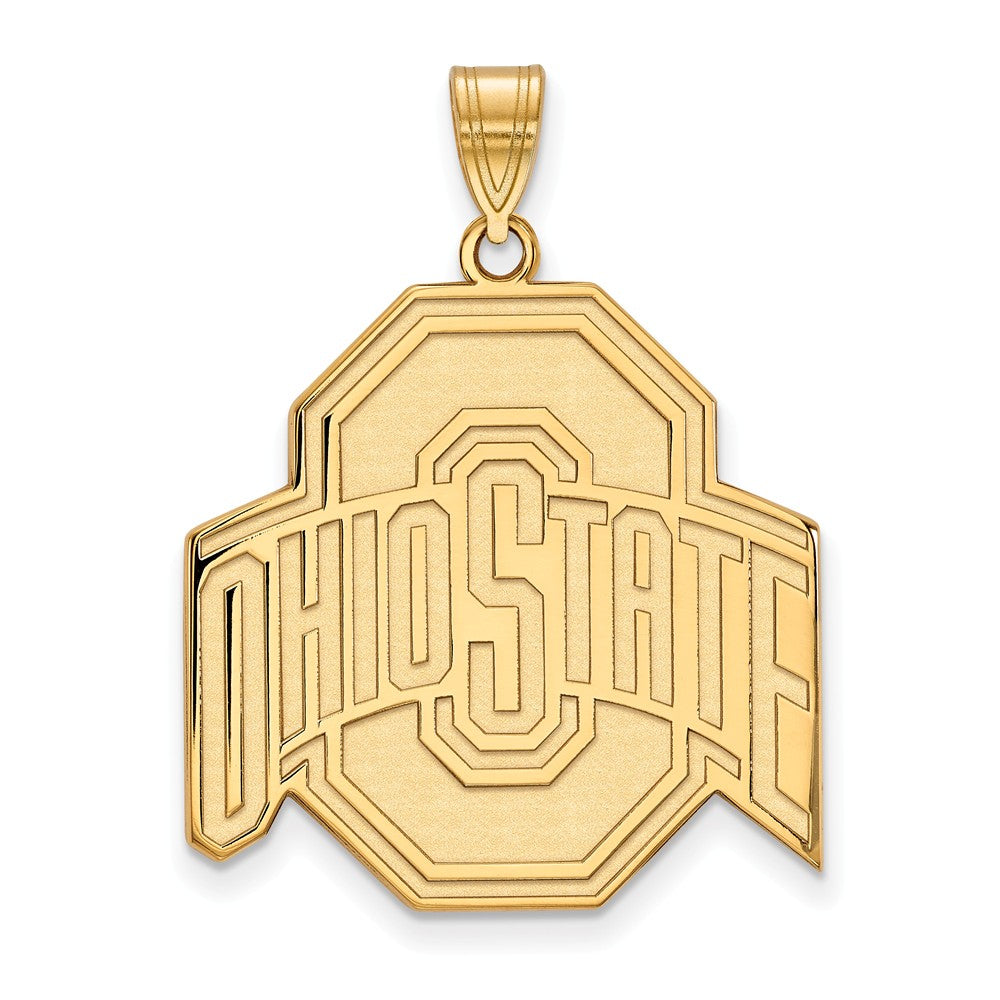 14k Gold Plated Silver Ohio State XL Logo Pendant, Item P24769 by The Black Bow Jewelry Co.