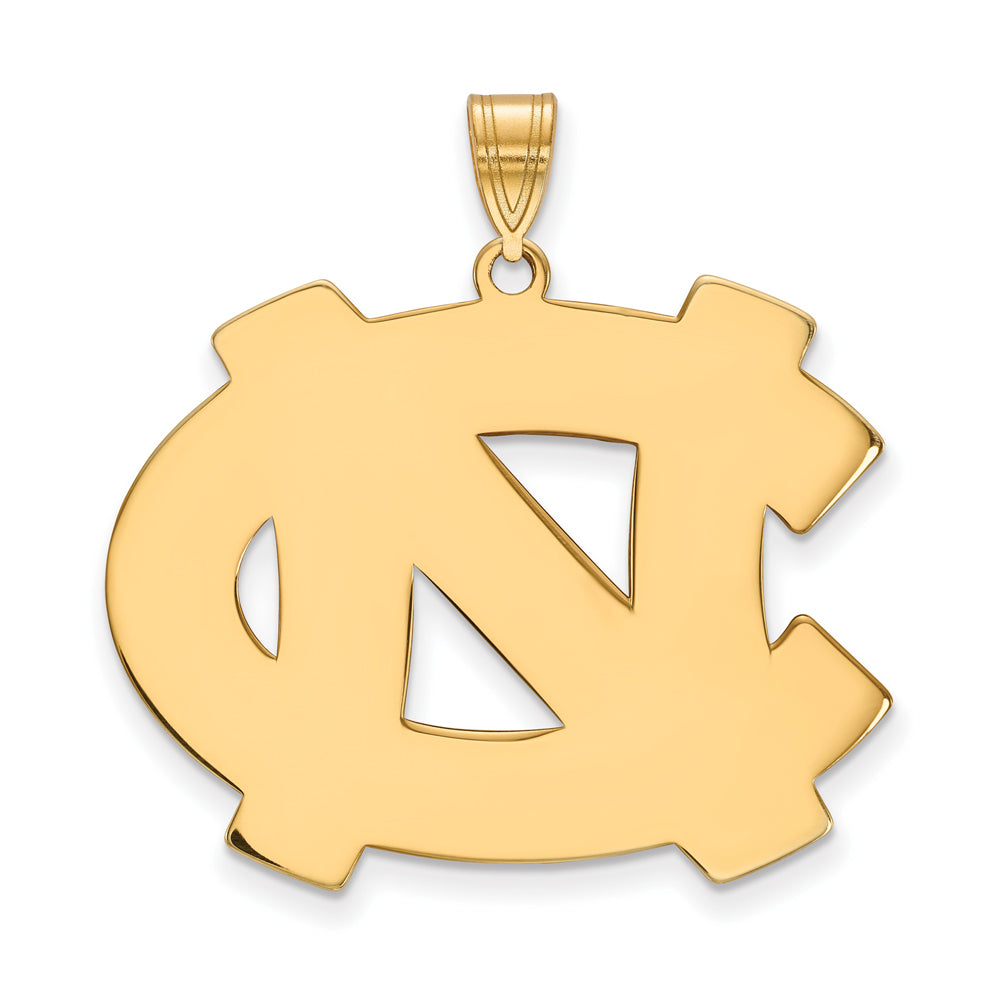 14k Gold Plated Silver North Carolina XL &#39;NC&#39; Pendant, Item P24773 by The Black Bow Jewelry Co.
