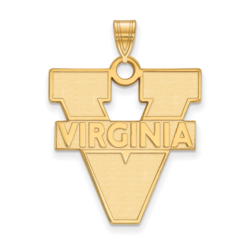 14k Gold Plated Silver U. of Virginia XL &#39;V&#39; Logo Pendant, Item P24786 by The Black Bow Jewelry Co.
