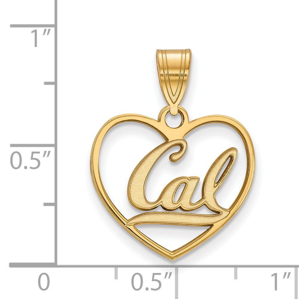 Alternate view of the 14k Gold Plated Silver California Berkeley &#39;Cal&#39; Heart Pendant by The Black Bow Jewelry Co.